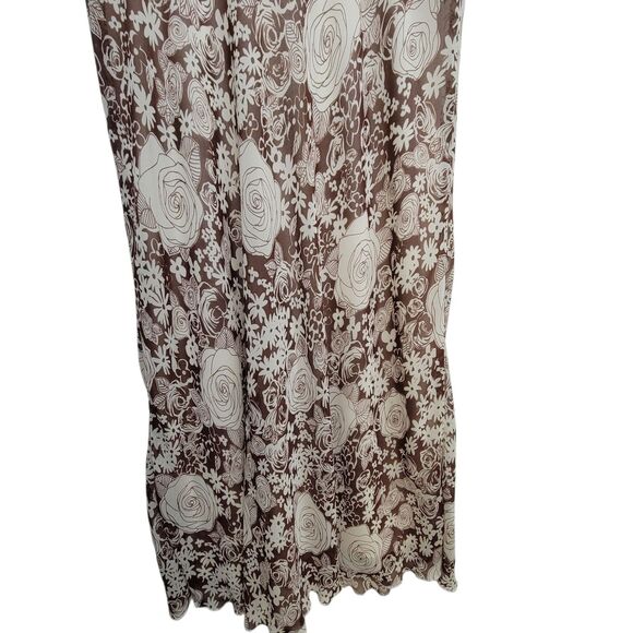 B. Smart V-Neck Brown Cream Floral Dress Size 6 - Picture 7 of 11